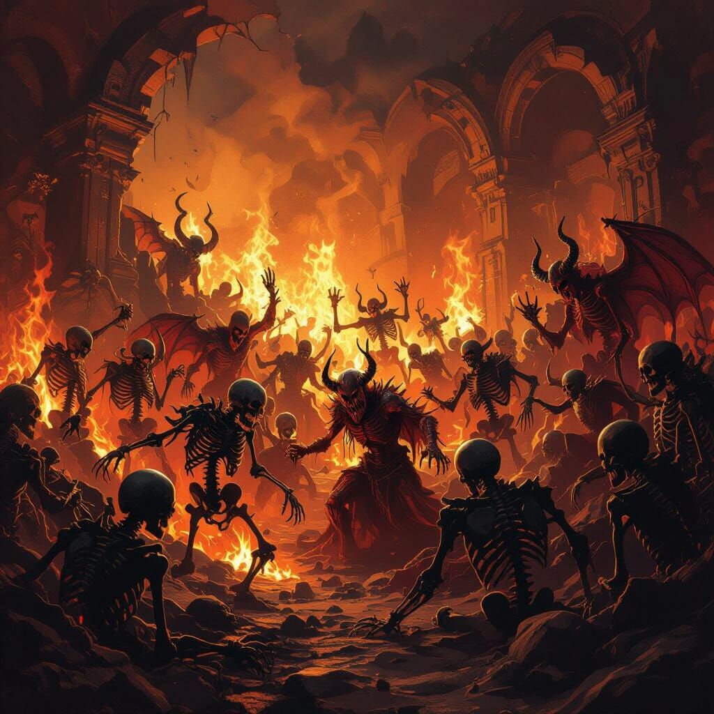 Demonic Celebration in Fiery Underworld