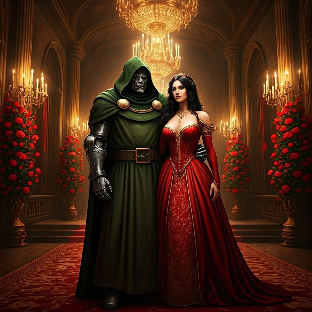 Regal Valentine's Day Couple in Opulent Castle