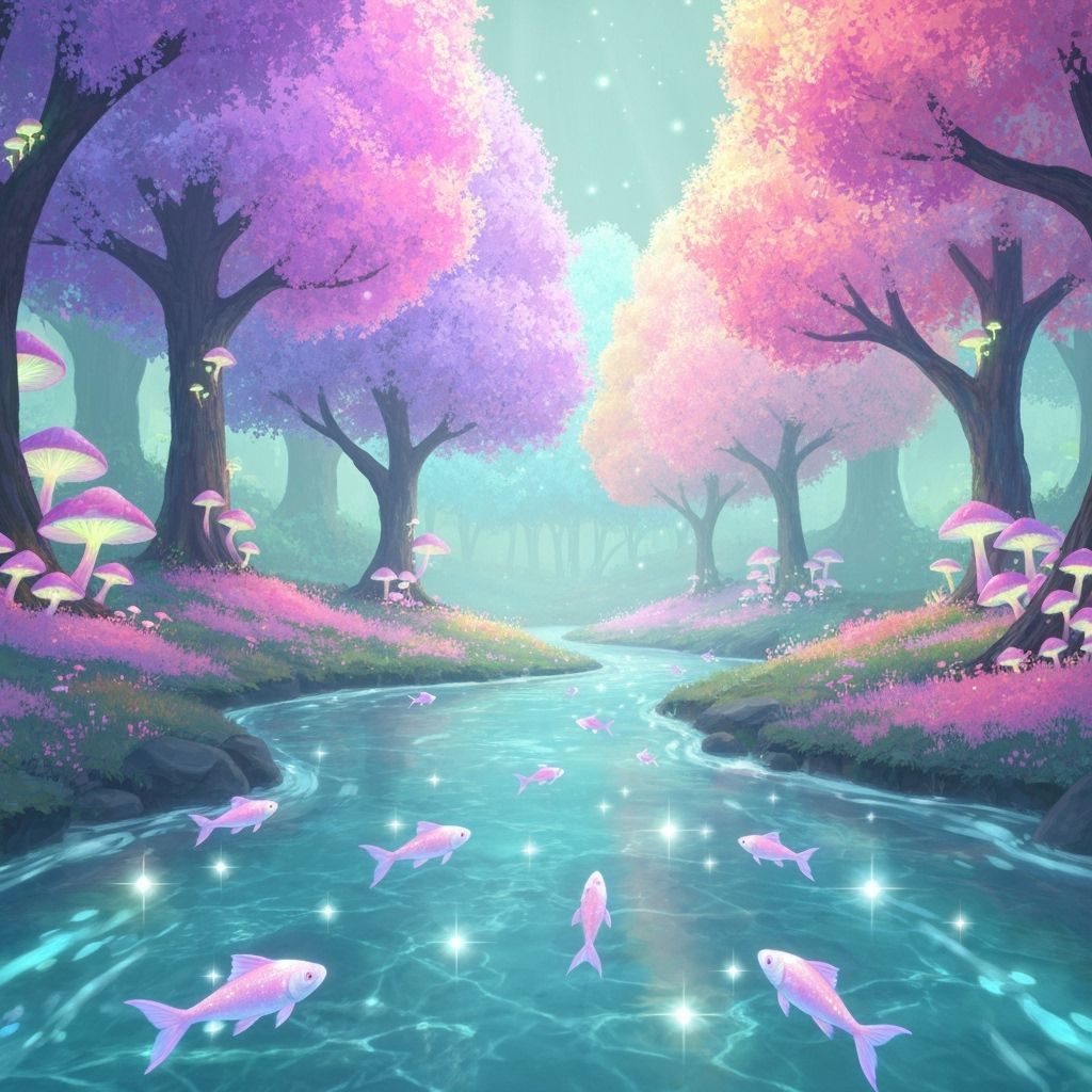 Surreal Forest Waterfall Landscape as Cake Art