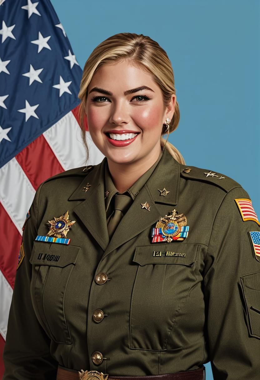 Kate Upton in Military Uniform, Pop Art Portrait
