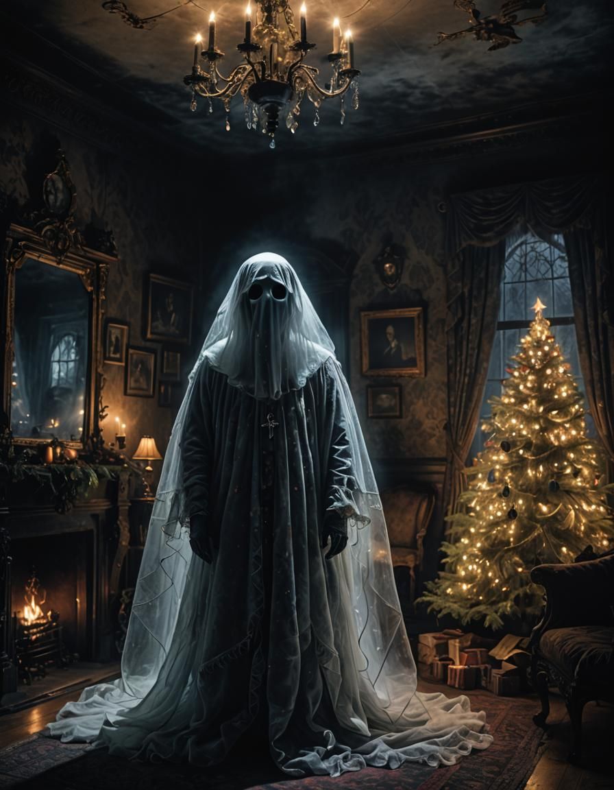 Eerie Ghost of Christmas Future in Gothic Setting