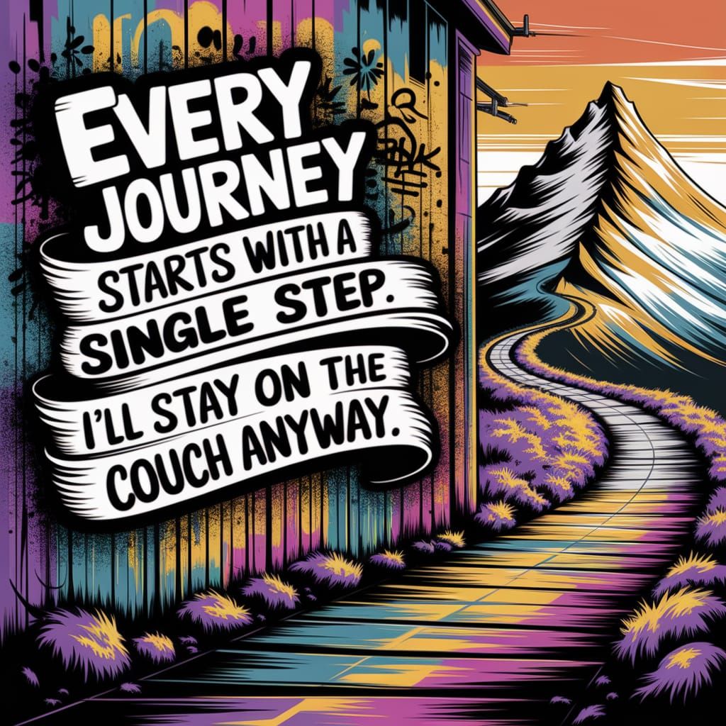 Cynical Graffiti Banner Against Mountain Peak