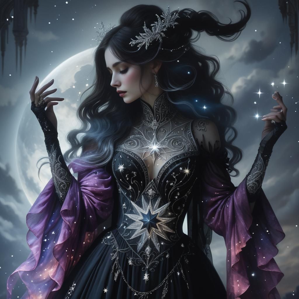 Gothic Dark Fantasy Portrait of Lunar Woman