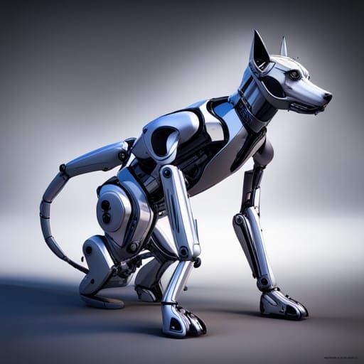Hyperdetailed Robot Dog with Intricate Design