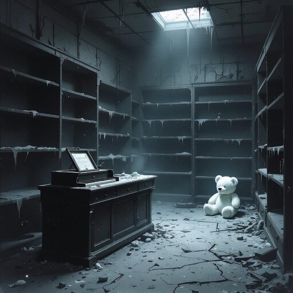 Creepy Abandoned Pawn Shop with Glowing Bear