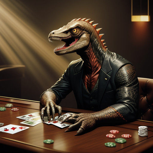 Velociraptor playing poker