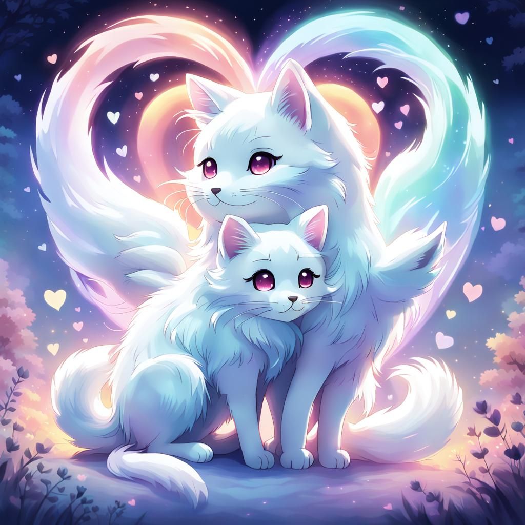 Heartfelt Embrace in Pastel Anime Style