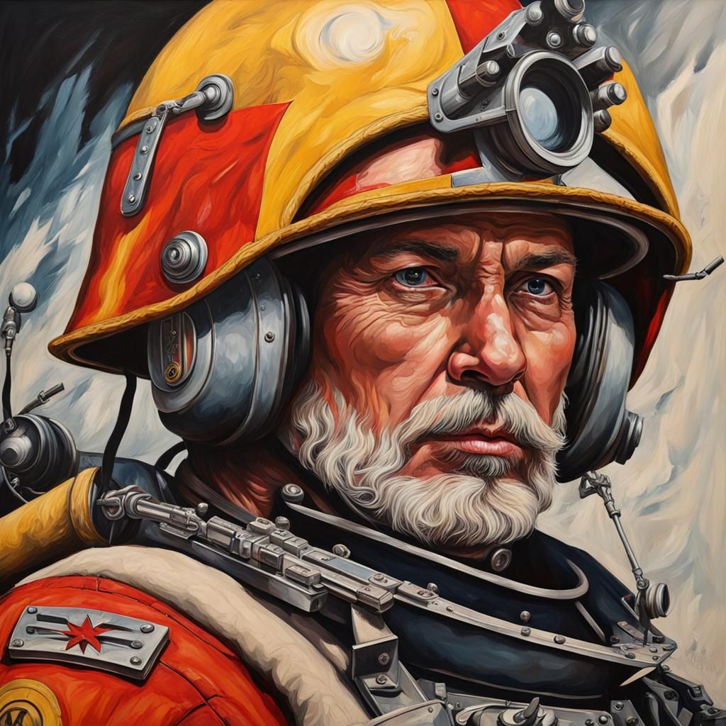 Hyperrealistic Portrait of Captain Balefire in Abstract Art