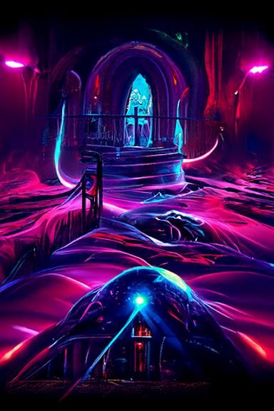 Neon Tavern: A Bioluminescent Digital Illustration