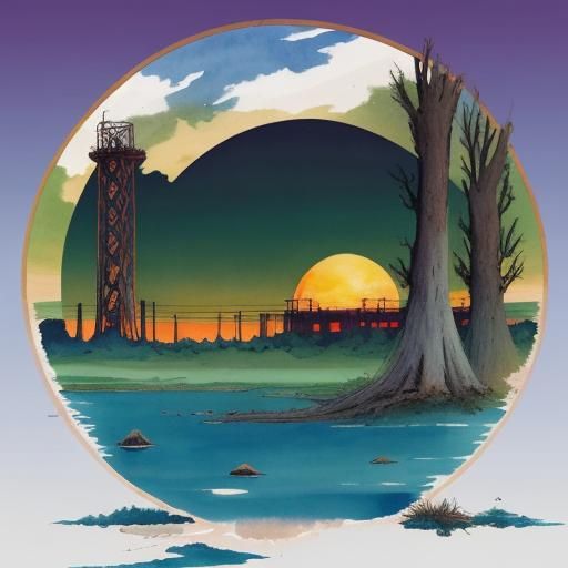 Homer Simpson's Environmental Awakening: A Watercolor Satire