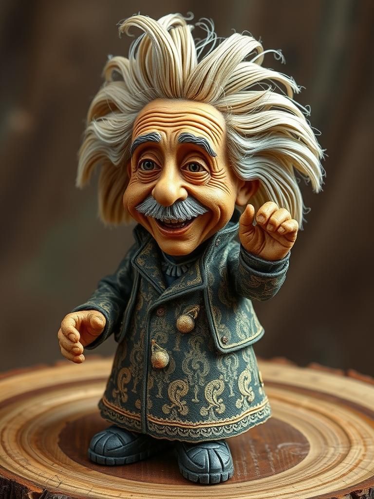 Tiny Einstein in Brocaded Paisley Lace Carving
