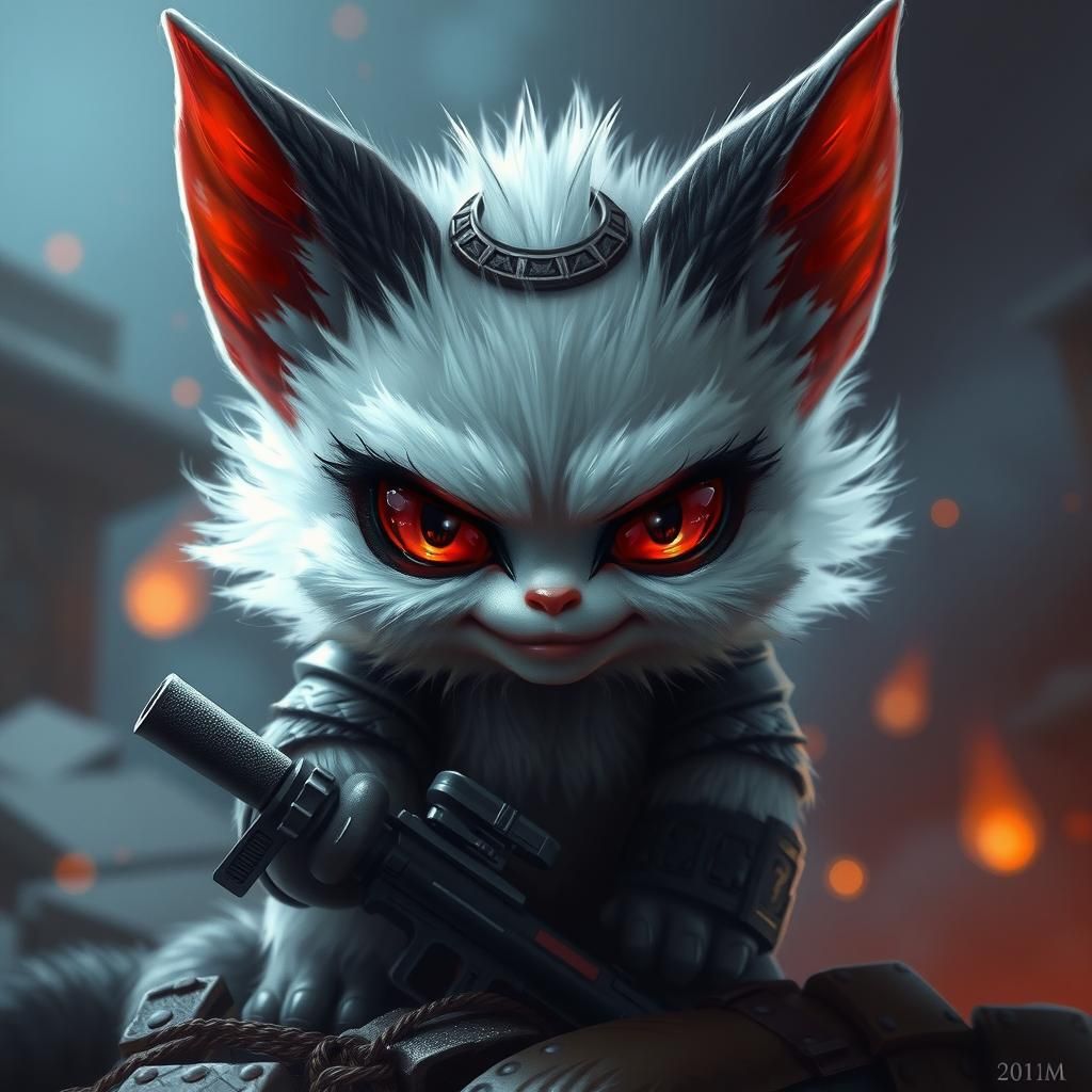 Cute Evil Fluffball Digital Art