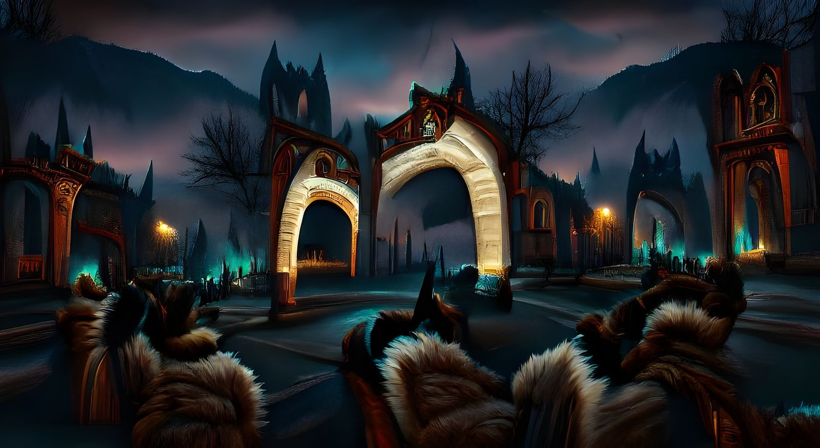 Dark Gothic Gilneas Archway at Night