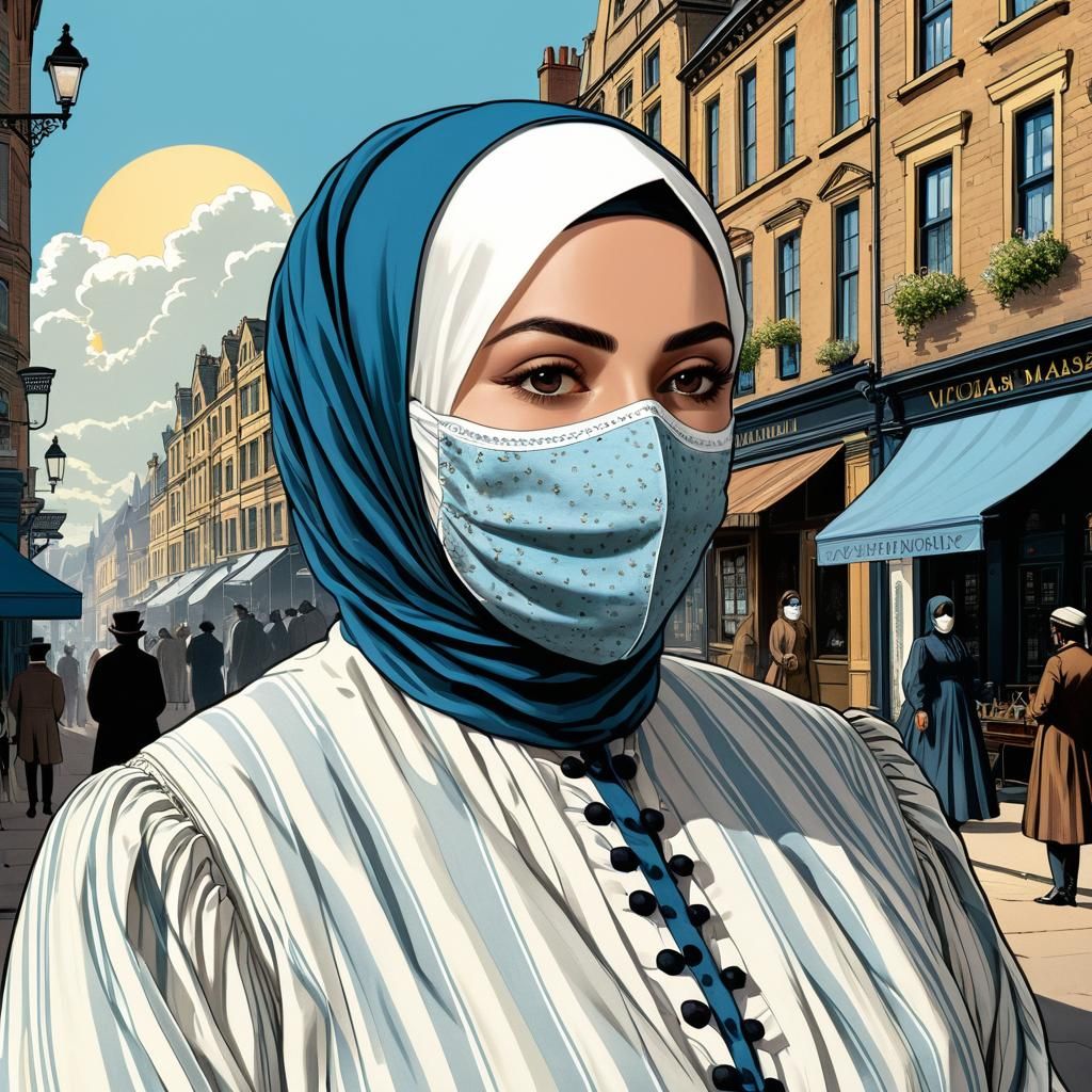 Victorian Woman in Comic Book Style Illustration