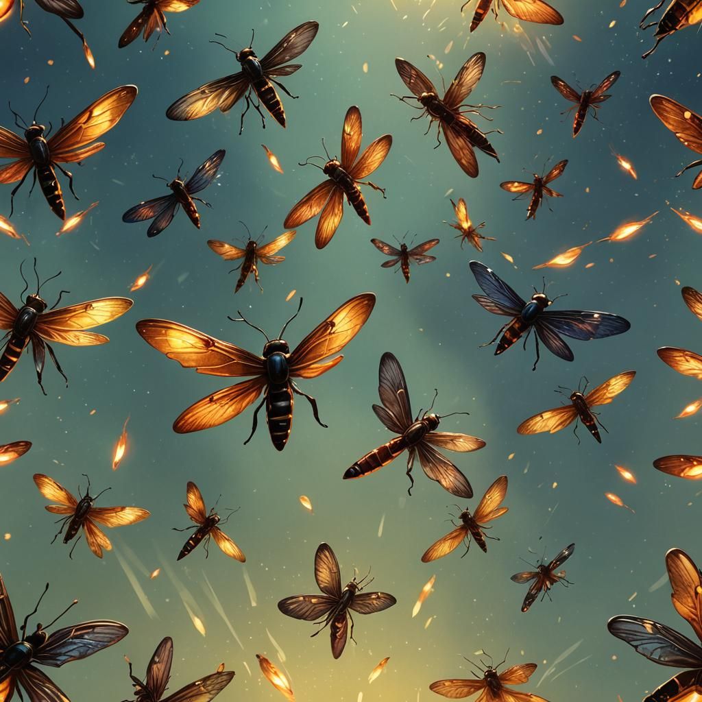 Hyperrealistic Firefly in Colorful, Detailed Splash Art