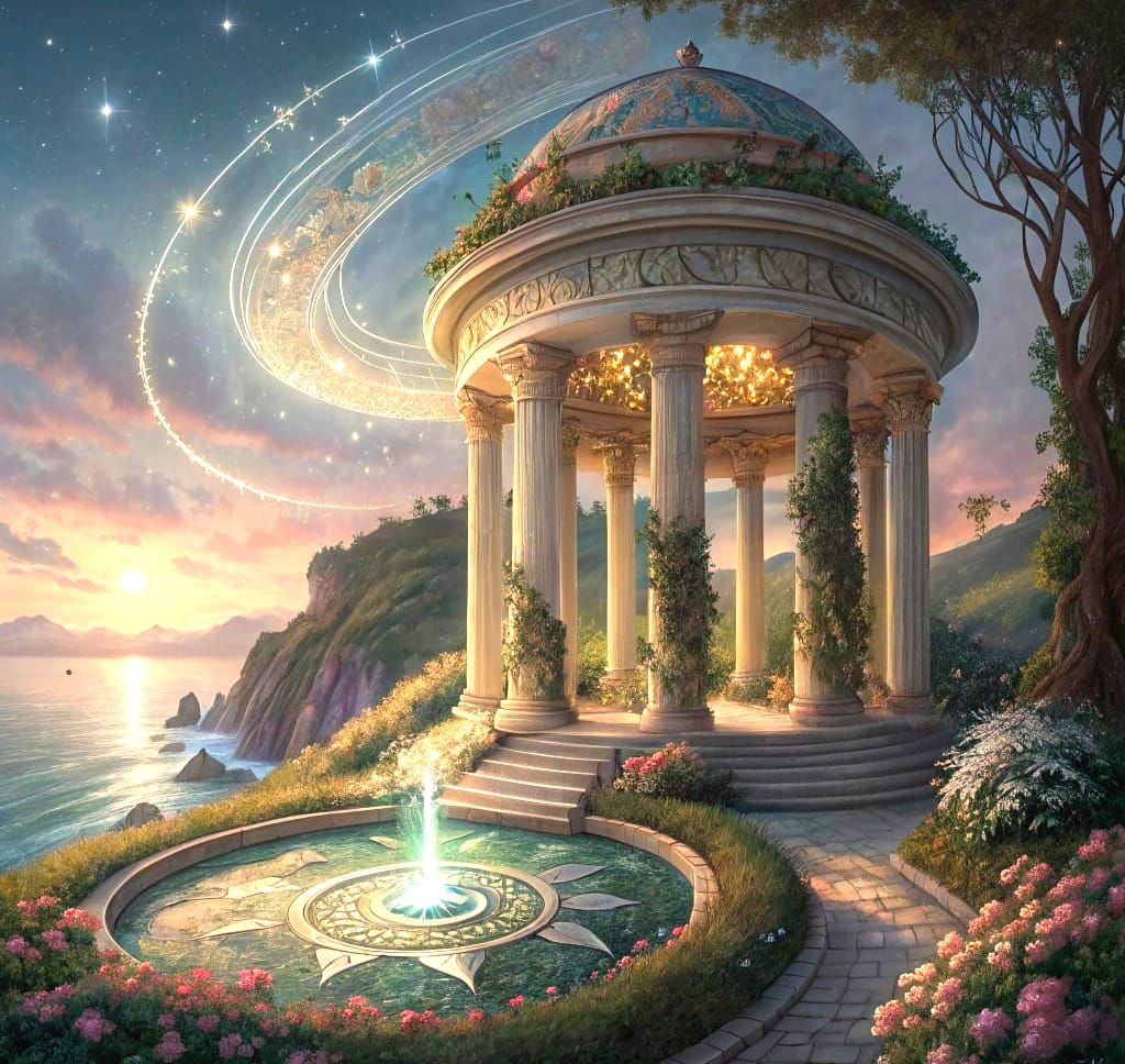 Mystical Temple Radiates Celestial Light