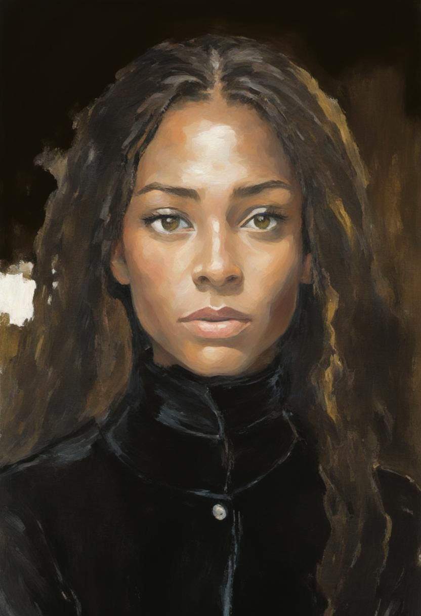 Stunning Woman in Post-Impressionist Impasto Oil Painting