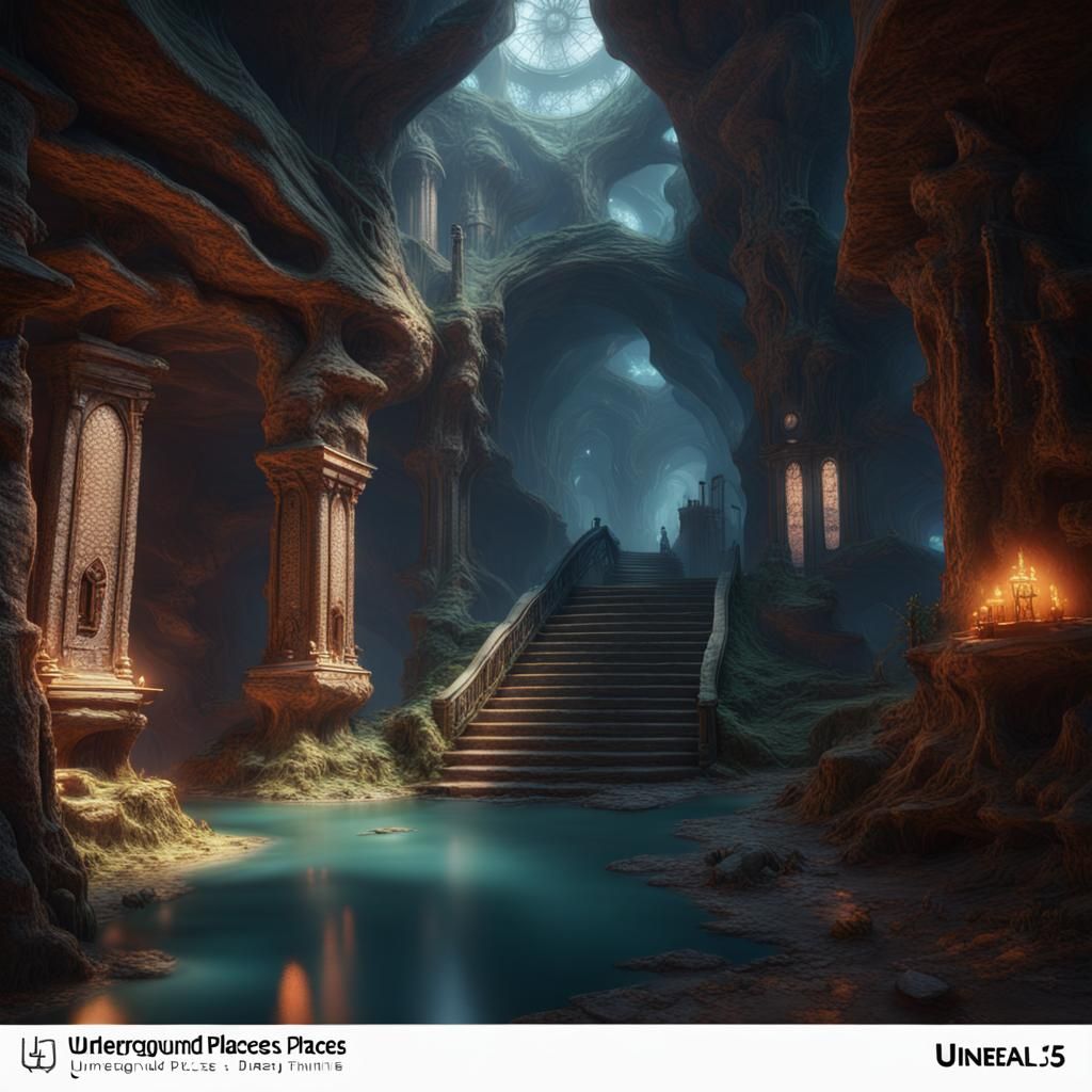 Fantastical Underground Places in Detailed Matte Painting