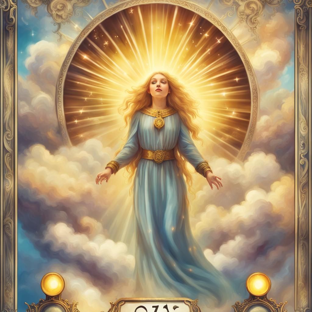 Divine Tarot Cards in Heavenly Sunlight