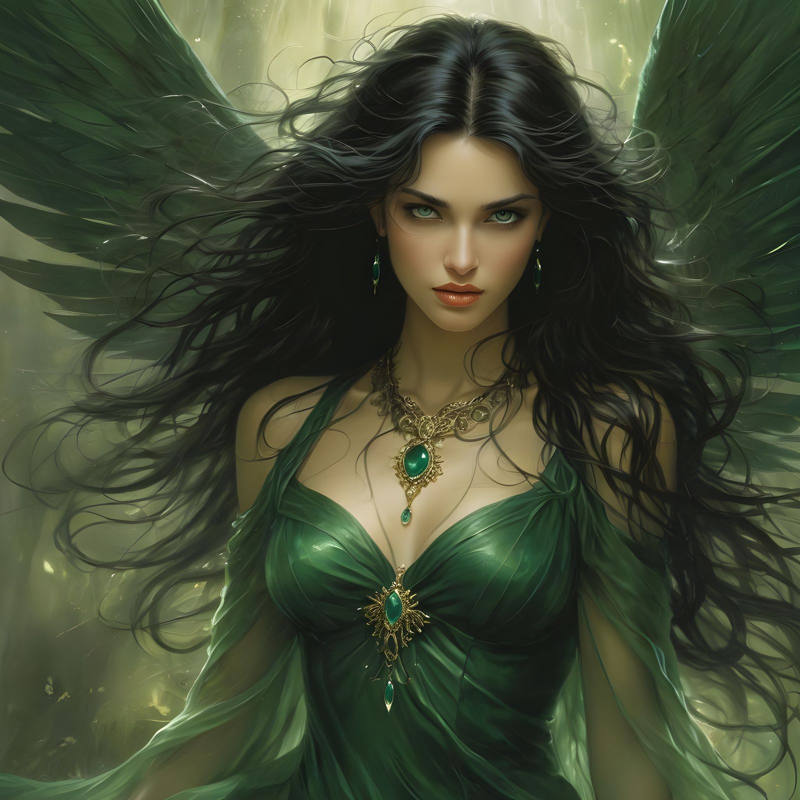 Mystical Faerie Queen Casts Wind Spell in Luis Royo Style