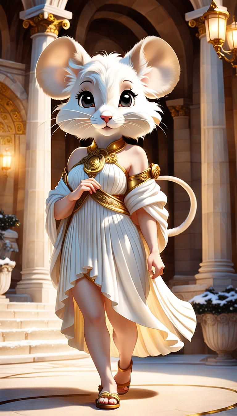 Mouse Girl in Roman Villa: Fauvist Neoclassicism