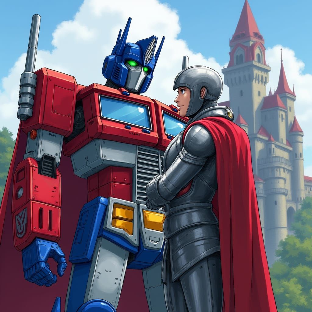 Optimus Prime Meets King Arthur at Bavarian Castle