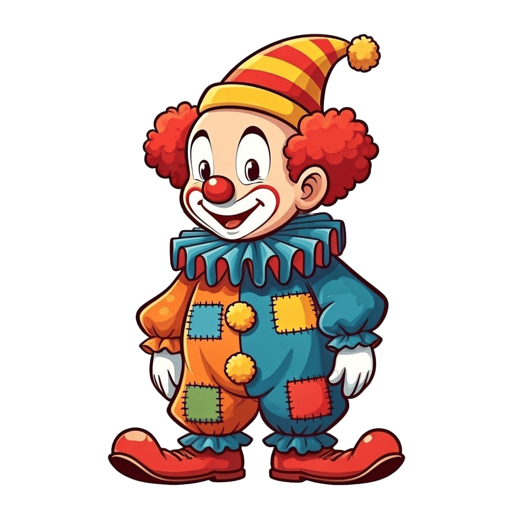 Joyful Boy Clown with Oversized Smile Coloring Page