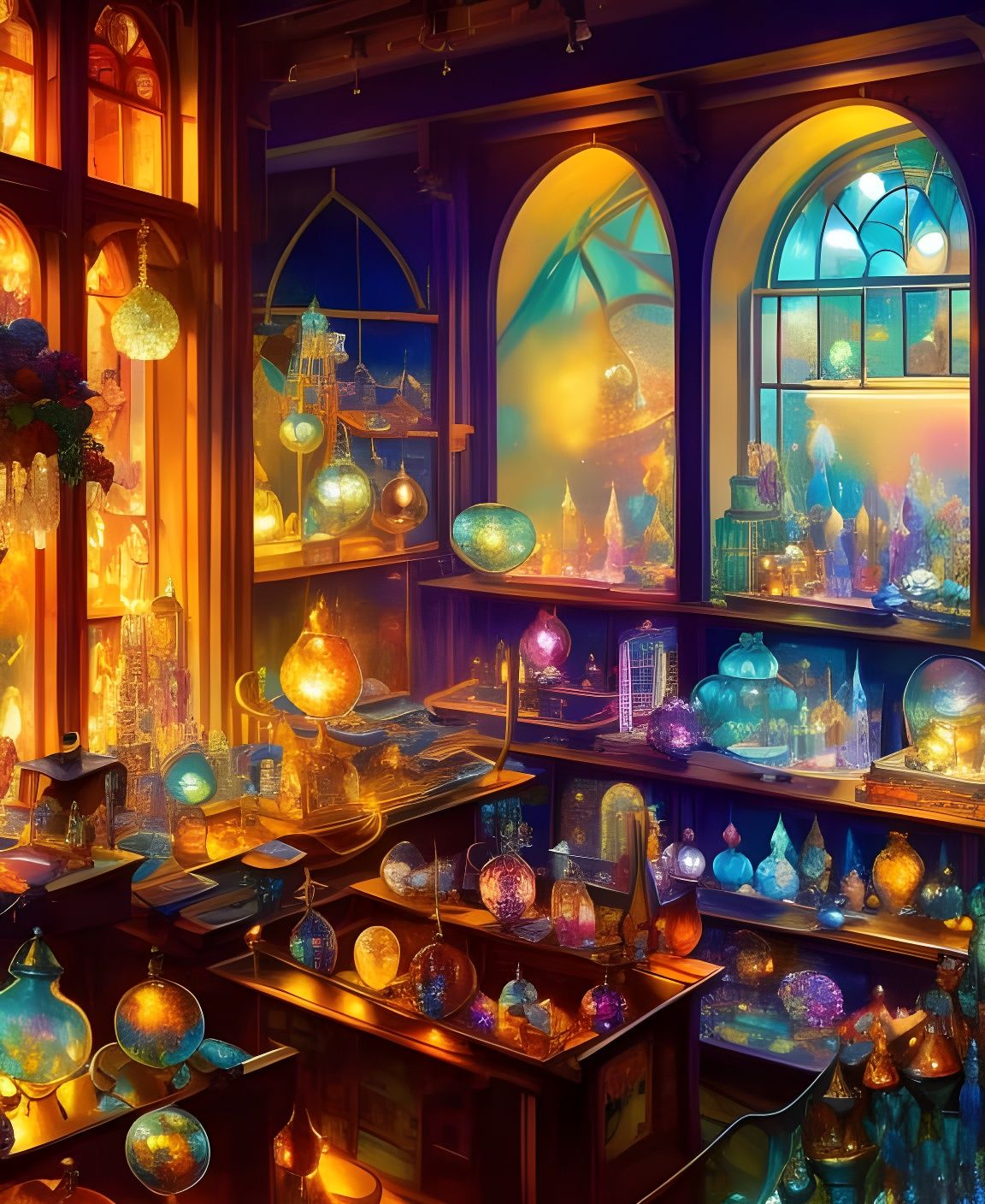 Sparkling Crystal Shop Interior, Anime Style