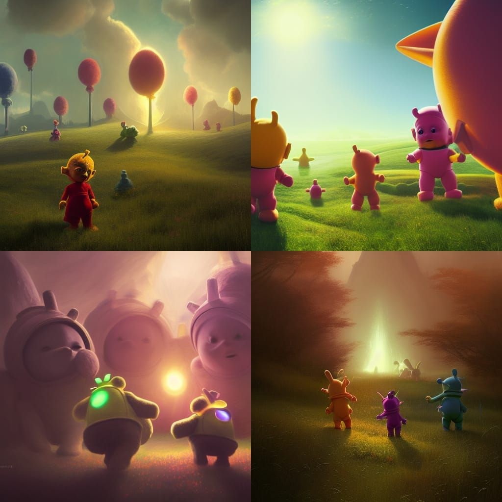 Teletubbies: Dark Fantasy Concept Art in 8k