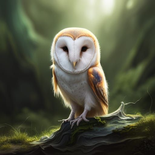 Fantastical Baby Barn Owl Matte Painting
