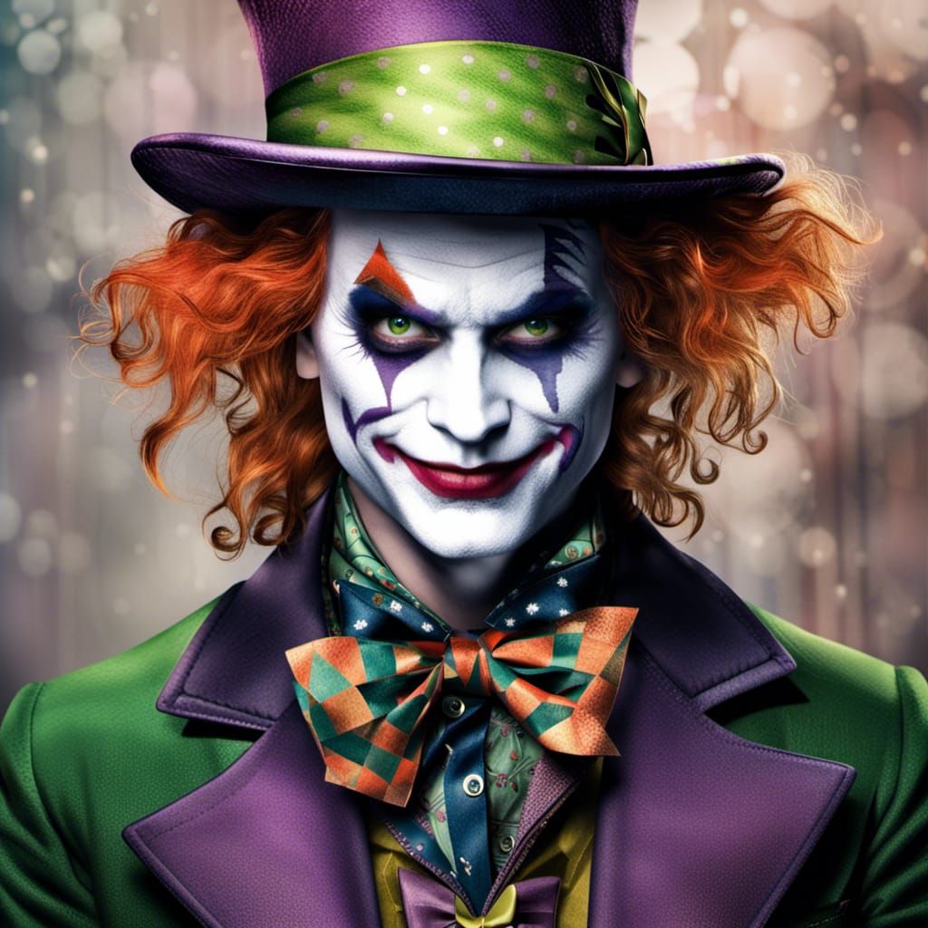 Mad Hatter as Joker in Comic Book Style