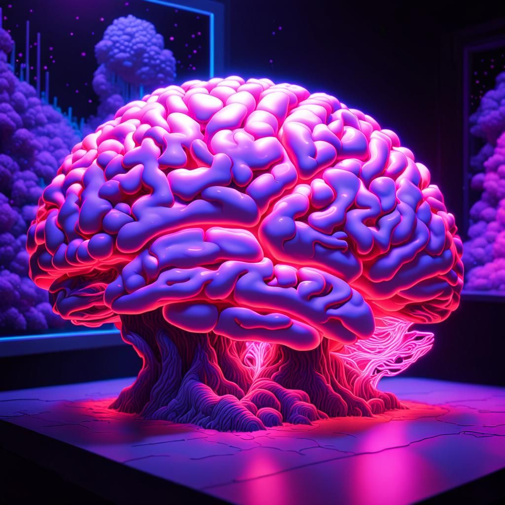 Brainstorm | rough neon, blacklight poster art glows under u...