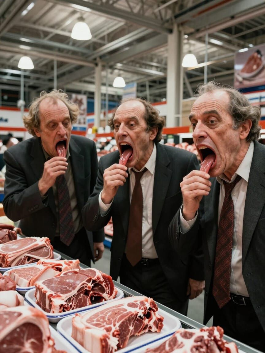 Grotesque Figures in Costco with Surreal, Distorted Reality