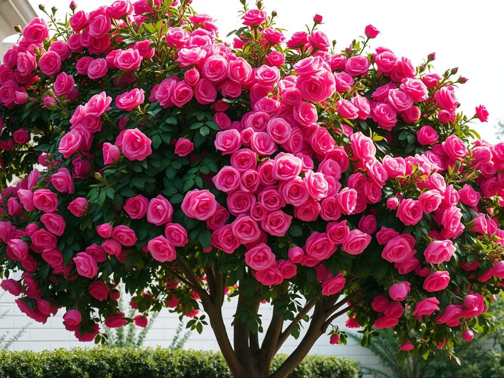 Vibrant Pink Rose Tree in Full Bloom