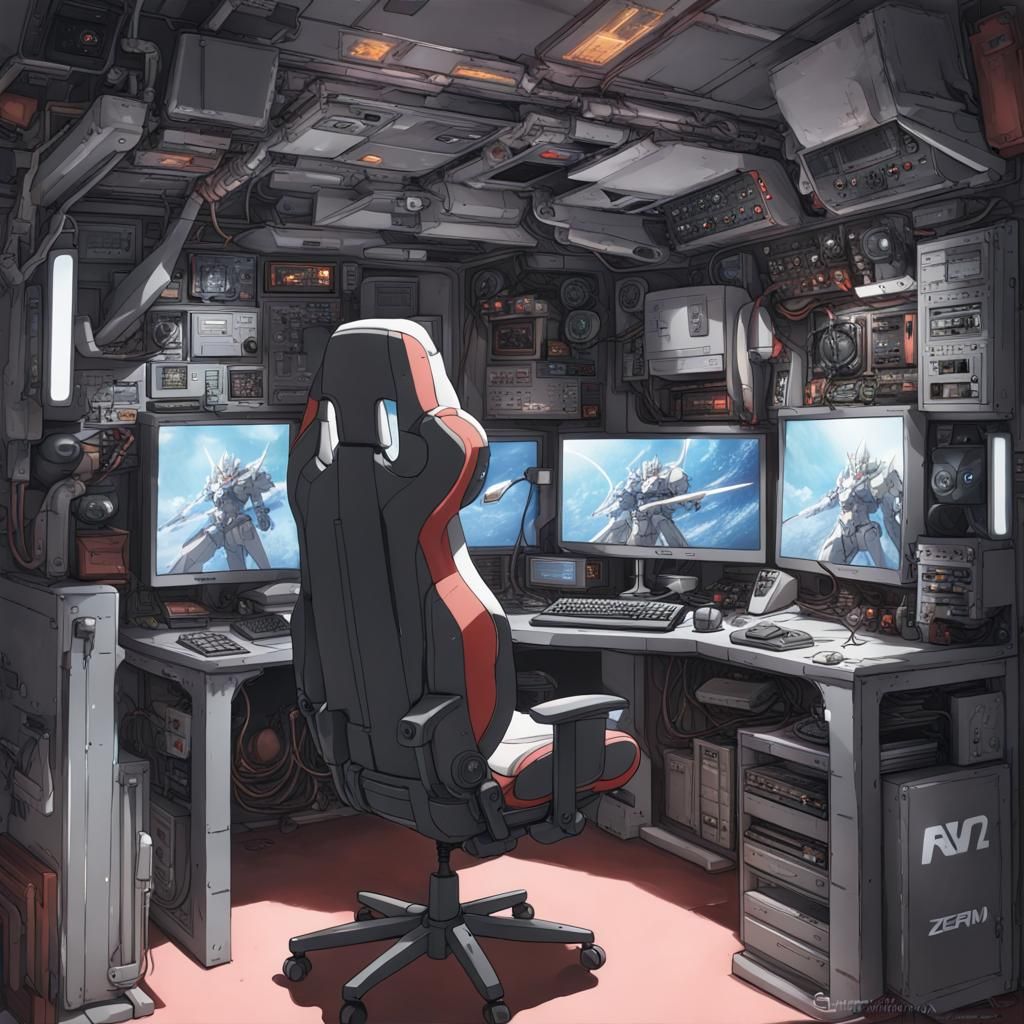 Gundam-Inspired Ultimate Gaming PC Setup in Anime Style