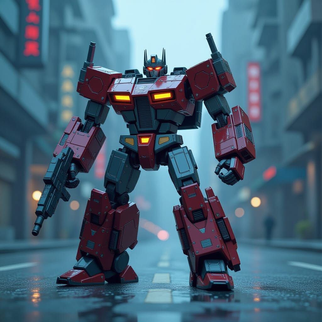 Autobot Hotrod in Sci-Fi Landscape: 8K Render