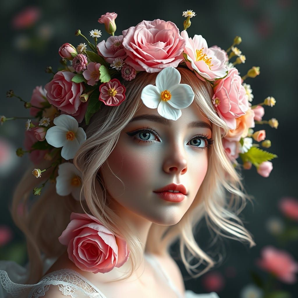 Magical Floral Crown in Fantasy Art Style
