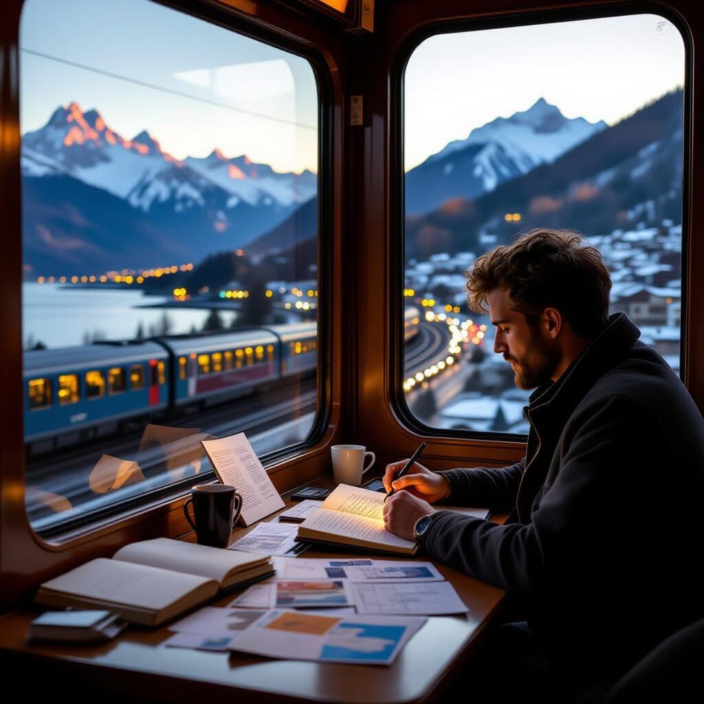Man Journaling During Cinematic Slow Travel Adventure