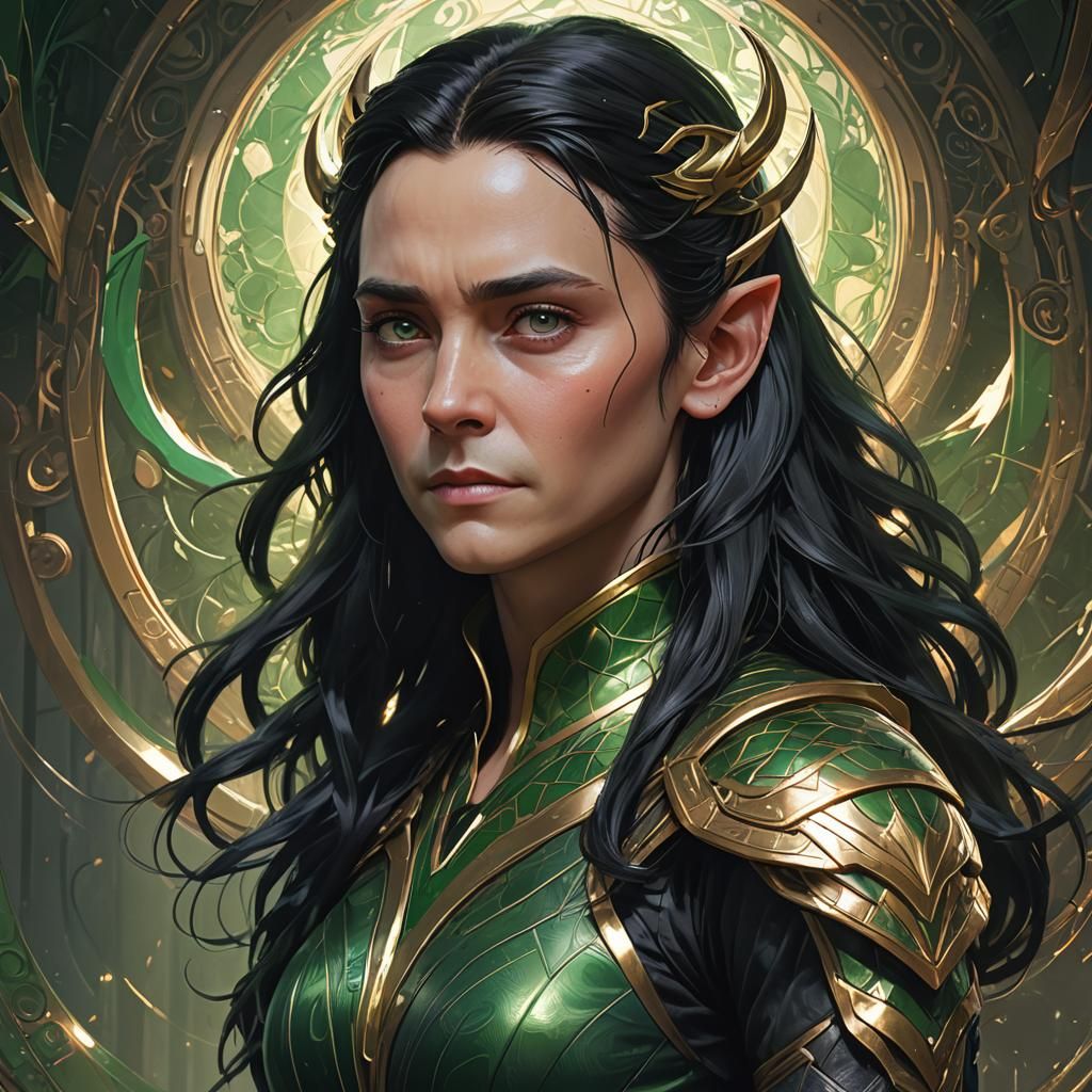 Loki and Girl: Hyperdetailed Art Nouveau Portrait
