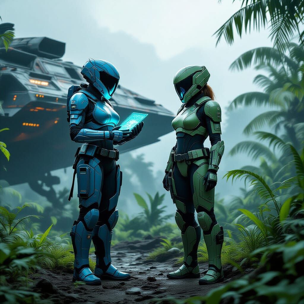 Female Mercenaries on Alien Planet in Futuristic Armor