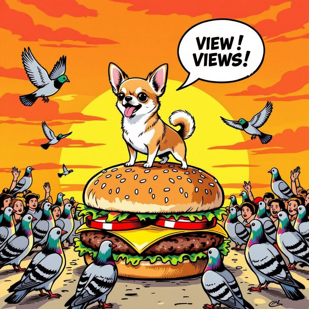 Chihuahua's Proclamation: A Vibrant Editorial Illustration