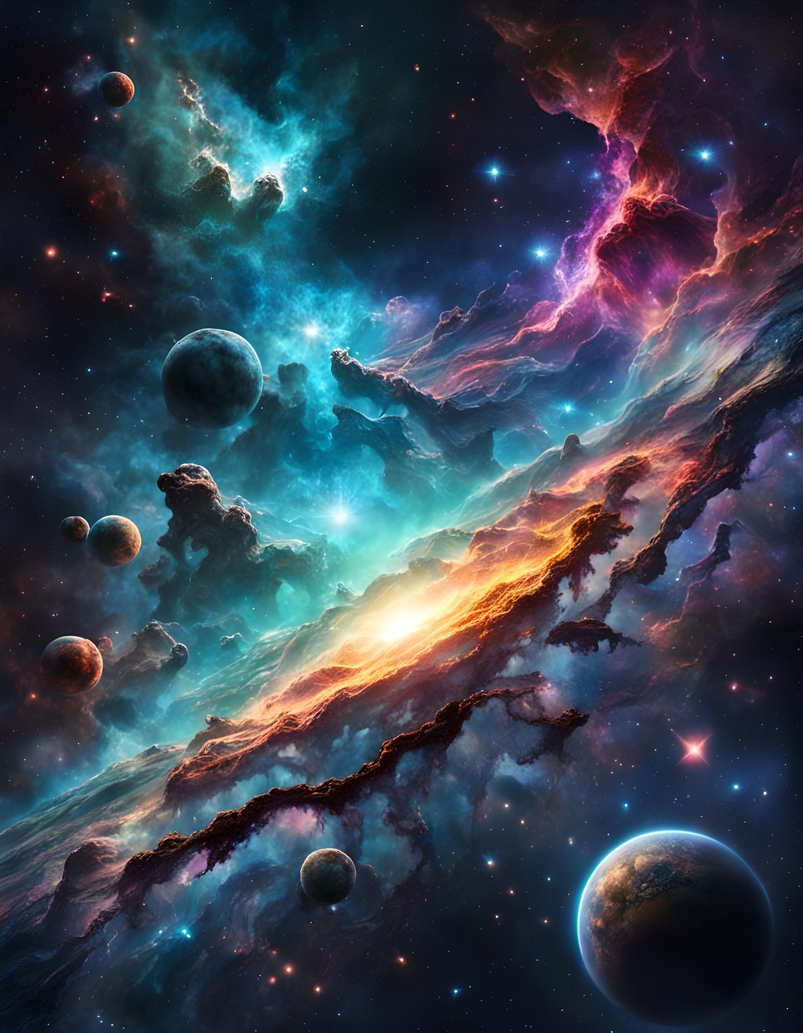 Boho Style Cosmic Nebula Digital Painting