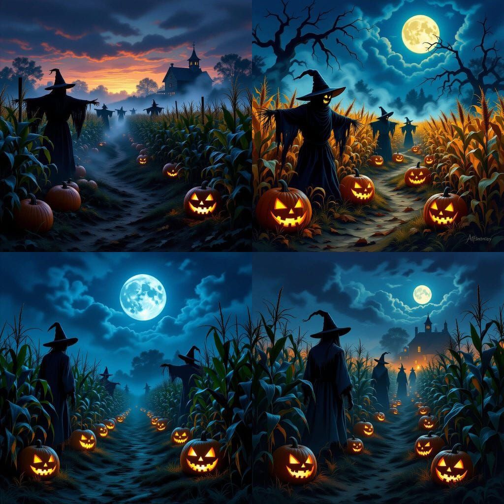 Spooky Halloween Harvest Festival with Ghostly Scarecrows