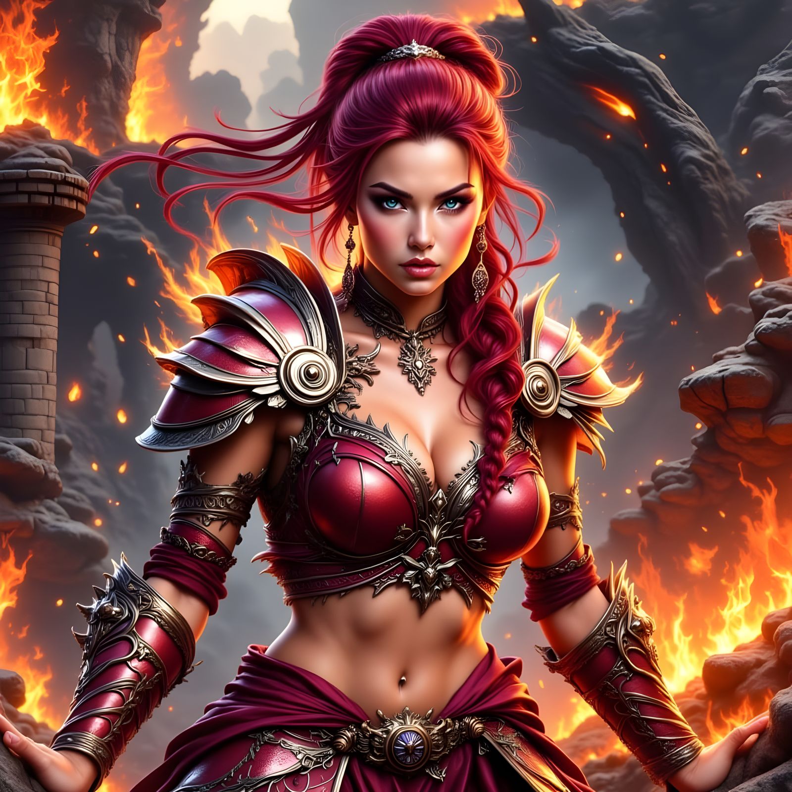 Bohemian Fantasy Warrior with Flame Aura