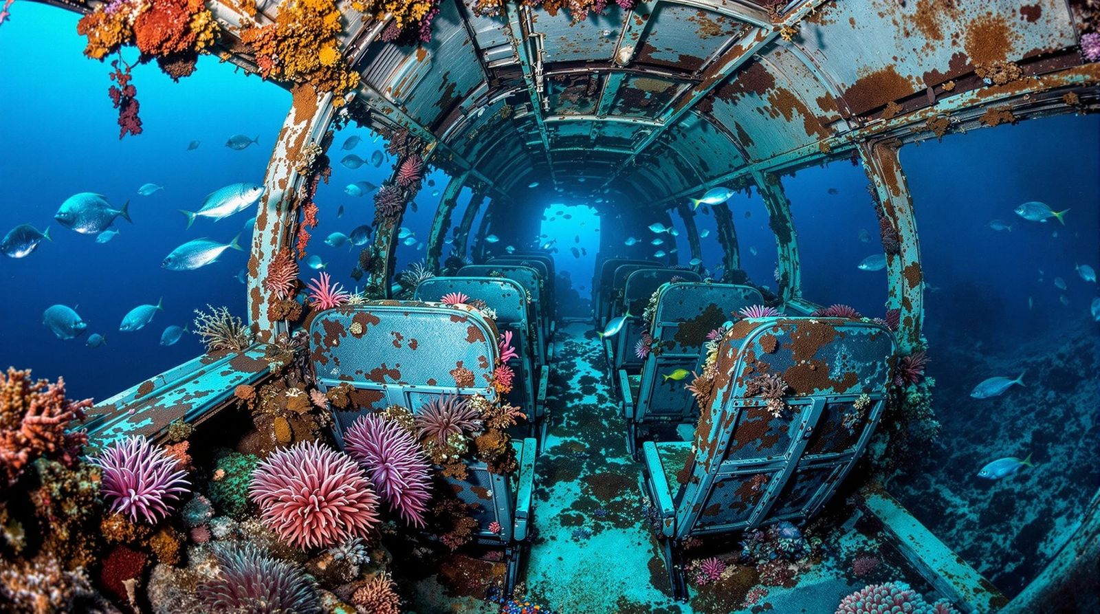 Sunken Airplane Reclaimed by Nature