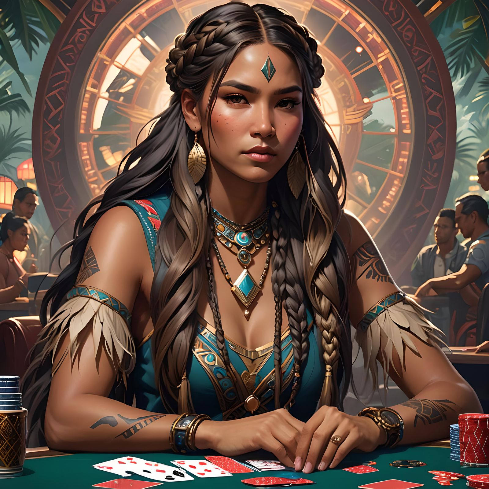 Native American Woman Plays Poker in Hawaii