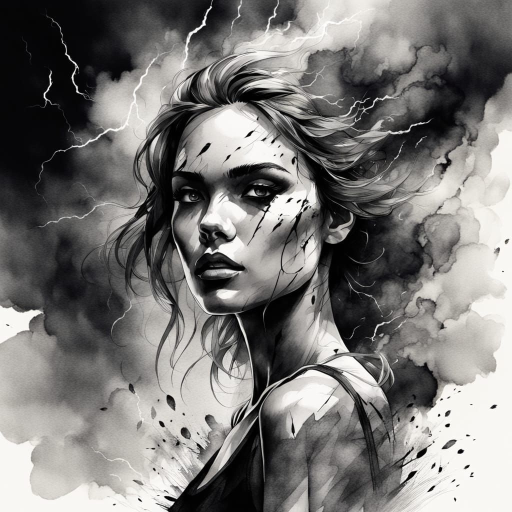 Ilustración de una hermosa mujer entre el humo