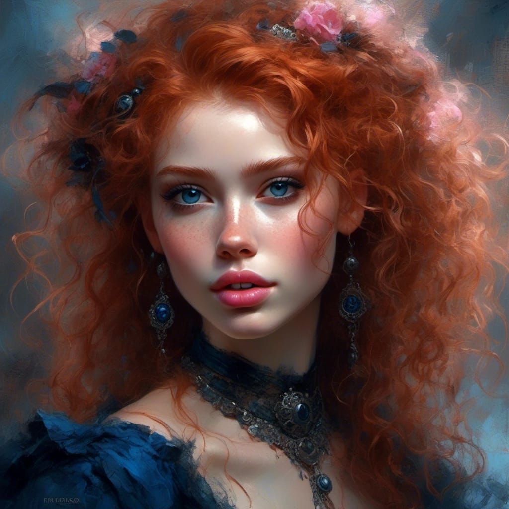 Goth Punk Queen Portrait with Ginger Hair