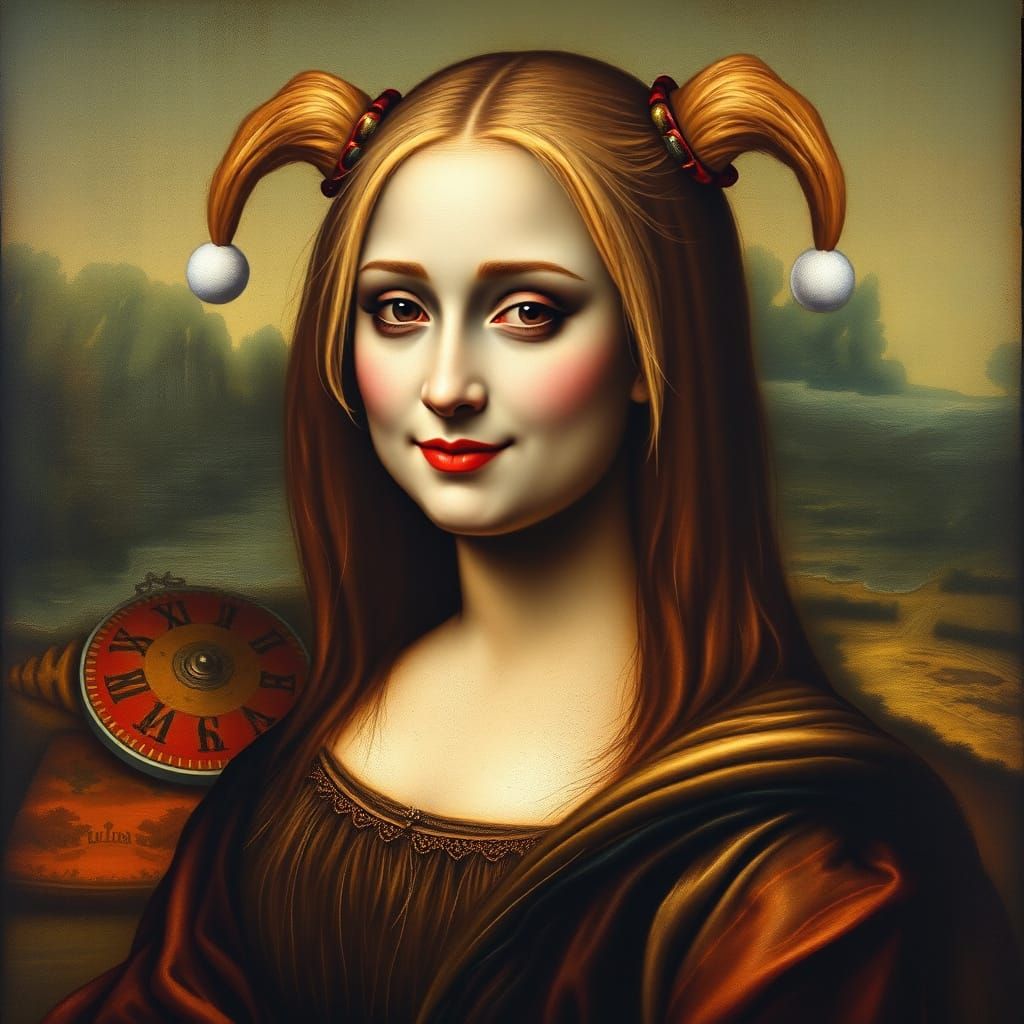 Mona Lisa Meets Harley Quinn Hyperrealism