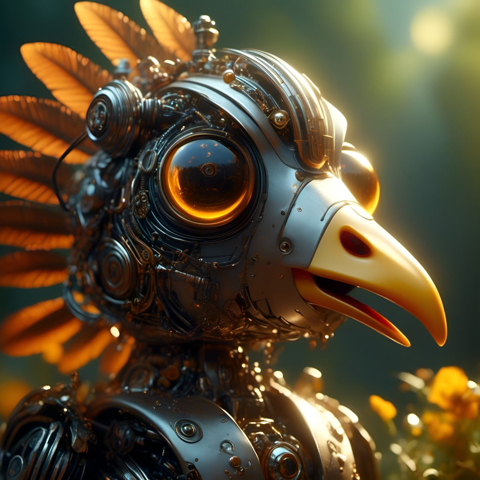Adorable Robot Turkey Portrait by Marc Simonetti